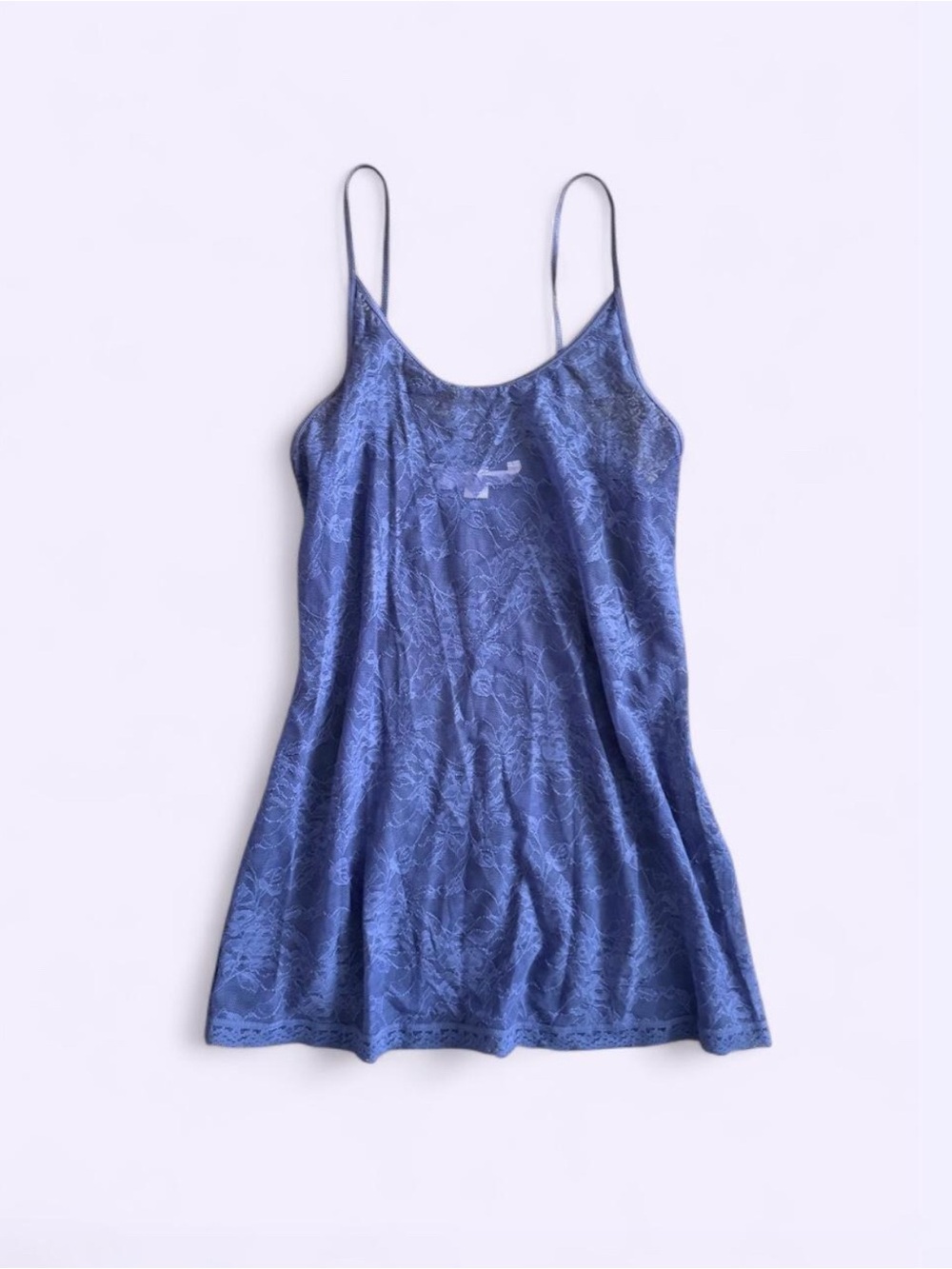 Vintage Y2K Victoria’s Secret Blue Lace Chemise Made in USA Micro Dress Medium